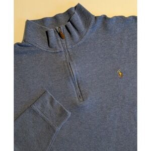 NWOT Polo Ralph Lauren Mens 2XB Estate Rib Quarter Zip Pullover Blue VERY NICE!